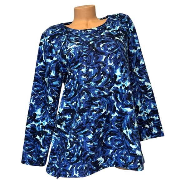 Talbots‎ Women's Size LARGE Sweatshirt Crewneck Long Sleeve Zipper Pullover Blue - Picture 1 of 7